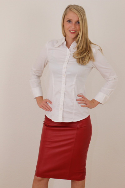 Luxus-Lederrock in rot - Pencilskirt / Bleistiftrock - Größe 38