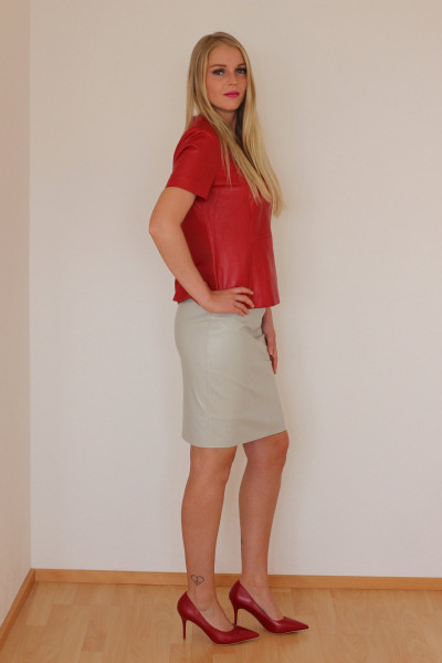 Luxus-Lederrock in beige - Pencilskirt / Bleistiftrock - Größe 38
