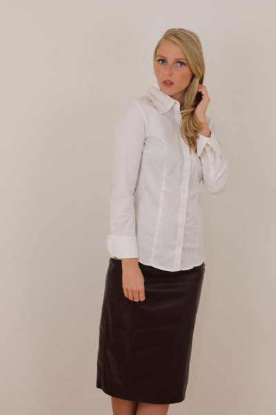 Luxus-Lederrock in bordeaux - Pencilskirt / Bleistiftrock - Größe 38